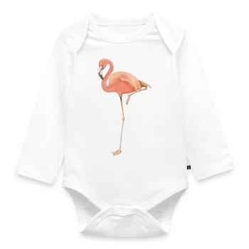 Flamingo solo - Organic Longsleeve Baby Bodysuit - white - Front