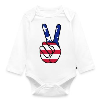 USA Victory - Organic Longsleeve Baby Bodysuit - white - Front