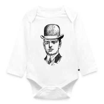 Gentleman with melon in black - Organic Longsleeve Baby Bodysuit - white - Front