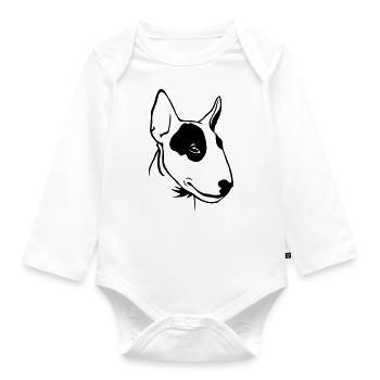 Bull Terrier caricaturé - Body Bébé bio manches longues - blanc - Devant