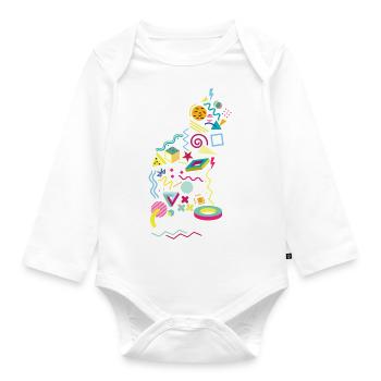 Memphis Stil der 80er Jahre - Baby Bio-Langarm-Body - Weiß - Vorne