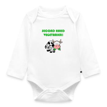 Cow vegetarian - Organic Longsleeve Baby Bodysuit - white - Front