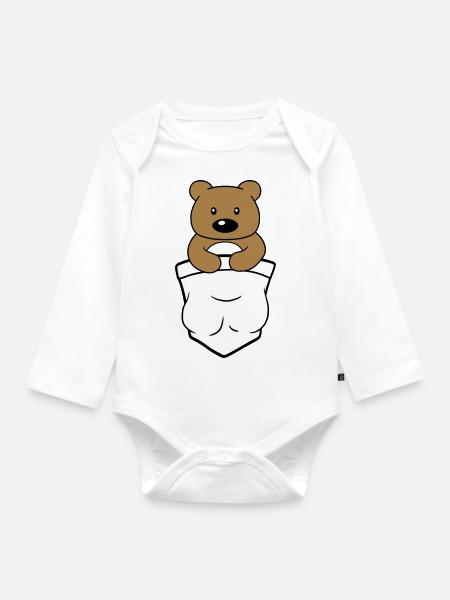 Teddy grizzly bear baerchen sweet baby child - Organic Longsleeve Baby Bodysuit - white