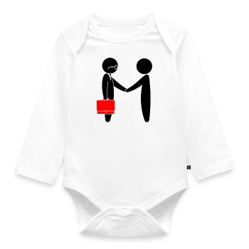A lawyer meets a client - Organic Longsleeve Baby Bodysuit - white - Front