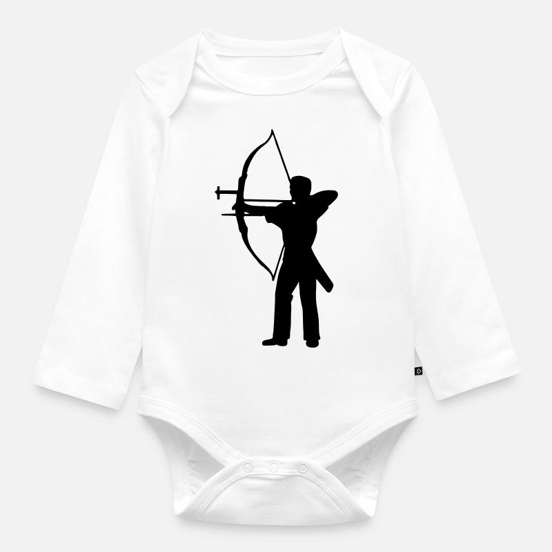 tir a l arc - Body Bébé bio manches longues - blanc