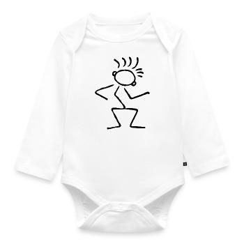 Strichmännchen Aktion Luftgitarre - Baby Bio-Langarm-Body - Weiß - Vorne
