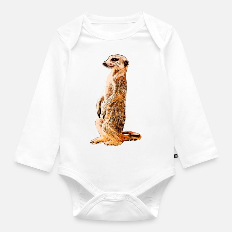 Erdmännchen - Baby Bio-Langarm-Body - Weiß
