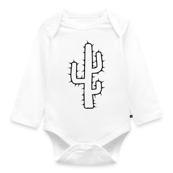 large cactus desert thorn - Organic Longsleeve Baby Bodysuit - white - Front