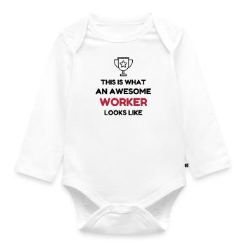Arbeiter / Fabrik / Arbeit / Job - Baby Bio-Langarm-Body - Weiß - Vorne