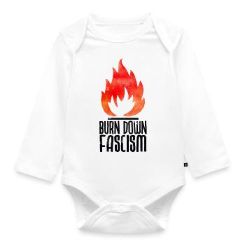 Burn Down Fascism - Organic Longsleeve Baby Bodysuit - white - Front
