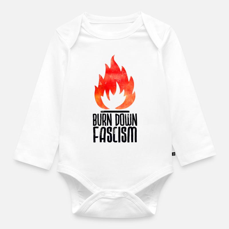 Burn Down Fascism - Body Bébé bio manches longues - blanc