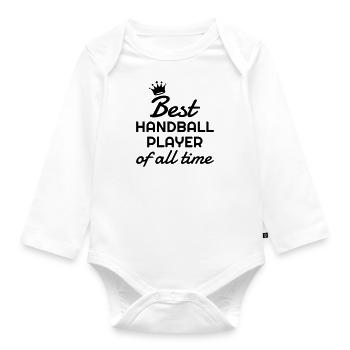Handball Handballer Handballeur Sport Winner - Organic Longsleeve Baby Bodysuit - white - Front