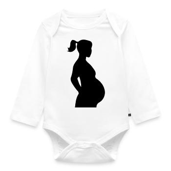 schwanger silhouette - Baby Bio-Langarm-Body - Weiß - Vorne