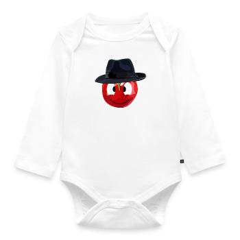 Funny Tomato Squint Eyed Head with a Hat - Tomate - Baby Bio-Langarm-Body - Weiß - Vorne