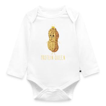 Arachide drôle - protéine - Body Bébé bio manches longues - blanc - Devant