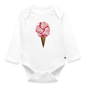 verre Bouquet - Body Bébé bio manches longues - blanc - Devant