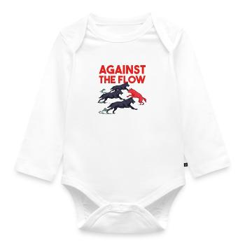 wolfs against the flow - Organic Longsleeve Baby Bodysuit - white - Front