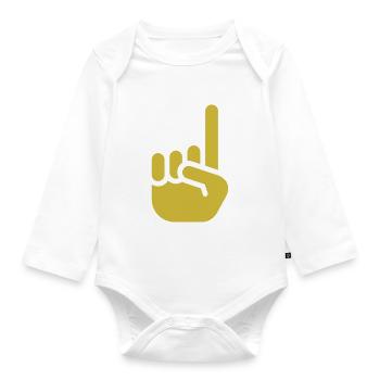 Index finger yellow - Organic Longsleeve Baby Bodysuit - white - Front