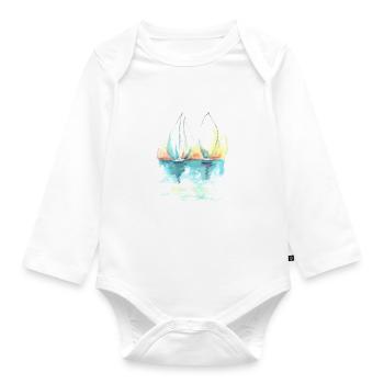 Two sailing boats - Organic Longsleeve Baby Bodysuit - white - Front