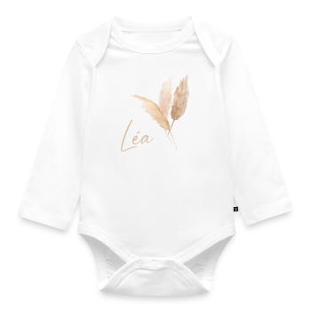 Leah's first name - Pampa - Organic Longsleeve Baby Bodysuit - white - Front