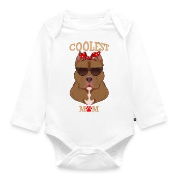 Chien le plus cool Maman I Pitbull Maman I Pitbull - Body Bébé bio manches longues - blanc - Devant
