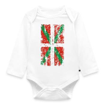 Worn Basque Country flag. Ikurriña. - Organic Longsleeve Baby Bodysuit - white - Front