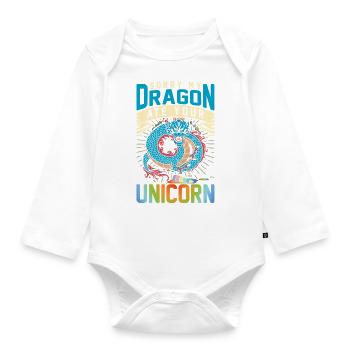 Sorry My Dragon Ate Your Unicorn Funny Fantasy - Baby Bio-Langarm-Body - Weiß - Vorne