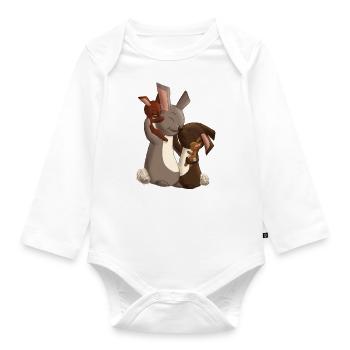 Rabbit family - Organic Longsleeve Baby Bodysuit - white - Front