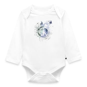 peace, friede,graffiti,bunt,schmetterlinge,grau - Baby Bio-Langarm-Body - Weiß - Vorne