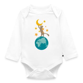 To the moon and back - Organic Longsleeve Baby Bodysuit - white - Front