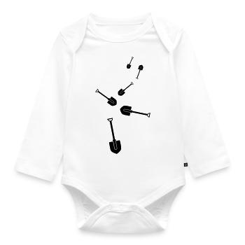 Shovel icon silhouette - Organic Longsleeve Baby Bodysuit - white - Front