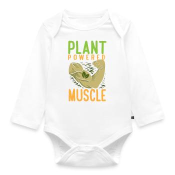 Plant Powered Muscle Vegan Bodybuilder Vegetarian - Baby Bio-Langarm-Body - Weiß - Vorne