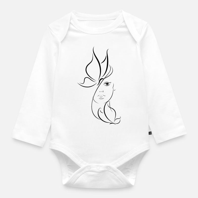Âme papillon - Body Bébé bio manches longues - blanc