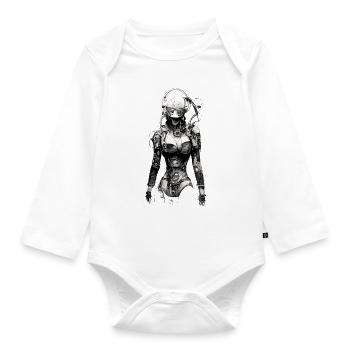 technical drawing cyborg - Organic Longsleeve Baby Bodysuit - white - Front
