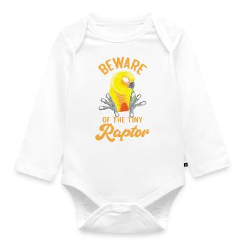 Beware Of The Tiny Raptor Funny Cockatiel Parrot - Organic Longsleeve Baby Bodysuit - white - Front