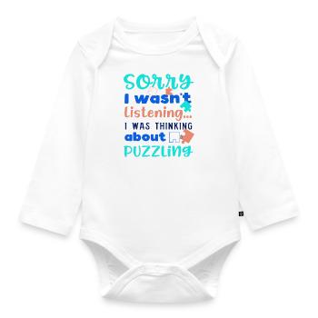 Hobby Puzzler Funny Quote Jigsaw Puzzling - Organic Longsleeve Baby Bodysuit - white - Front