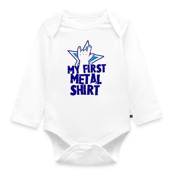 Mein erstes Metal Shirt Baby Kinder Geschenkidee - Baby Bio-Langarm-Body - Weiß - Vorne