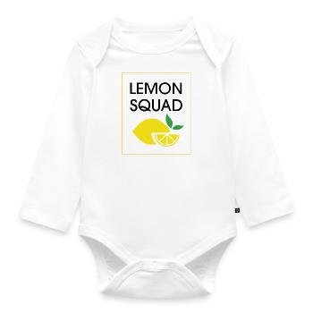 Lemon Squad Lemon Juice Summer Citrus Fruit - Organic Longsleeve Baby Bodysuit - white - Front