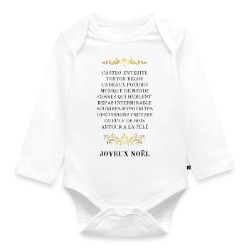 Menu de noël – Joyeux Noël - Humour noir - Body Bébé bio manches longues - blanc - Devant