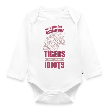 I prefer Tiger - Organic Longsleeve Baby Bodysuit - white - Front