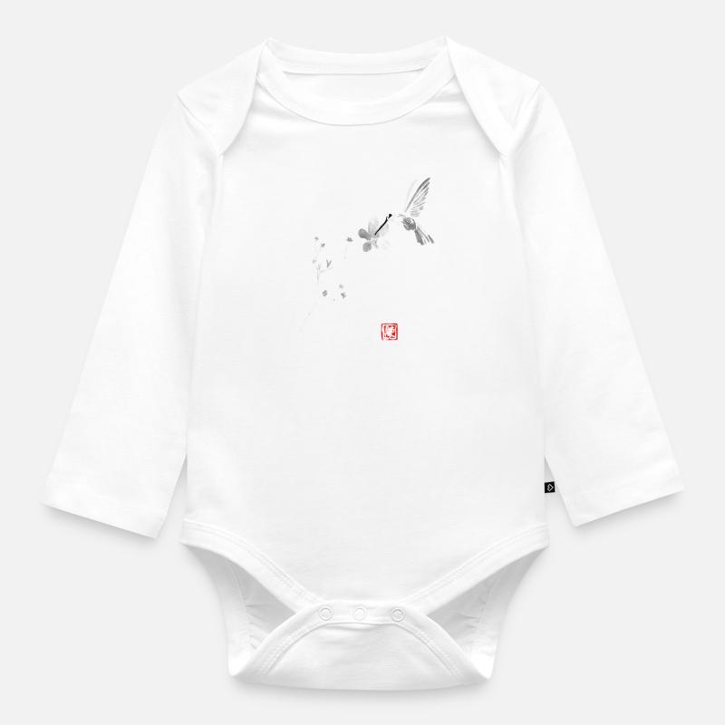 sakura and bird - Body Bébé bio manches longues - blanc