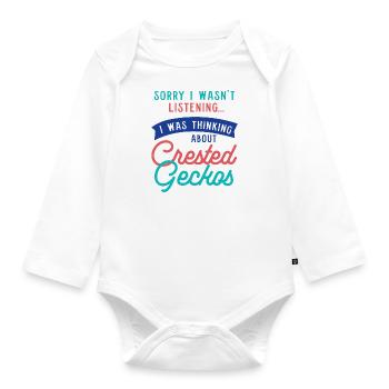 Thinking About Crested Geckos Tropic Animal Lizard - Organic Longsleeve Baby Bodysuit - white - Front