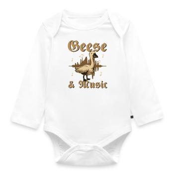 Gänse und Musiknoten Musiker Funny Goose Nature - Baby Bio-Langarm-Body - Weiß - Vorne