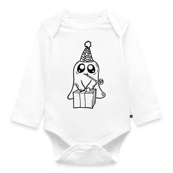 Dear Geist celebrates birthday - Organic Longsleeve Baby Bodysuit - white - Front