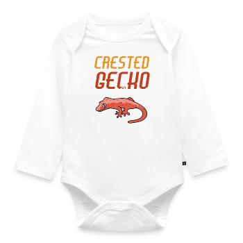 Joli reptile exotique lézard Crested Gecko Squad - Body Bébé bio manches longues - blanc - Devant