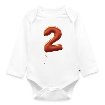 Numéro 2 comme ballon: anniversaire, anniversaire, gagnant - Body Bébé bio manches longues - blanc - Devant