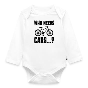Braucht Autos Ironische Fahrradfahrer-Umgebung - Baby Bio-Langarm-Body - Weiß - Vorne