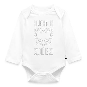 Albania Eagle Albanian Saying Gift - Organic Longsleeve Baby Bodysuit - white - Front