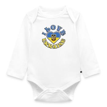 I love Ukraine, with flag and heart - Organic Longsleeve Baby Bodysuit - white - Front