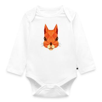 Eichhörnchenkunst Puristisches Wildtier Waldtier - Baby Bio-Langarm-Body - Weiß - Vorne